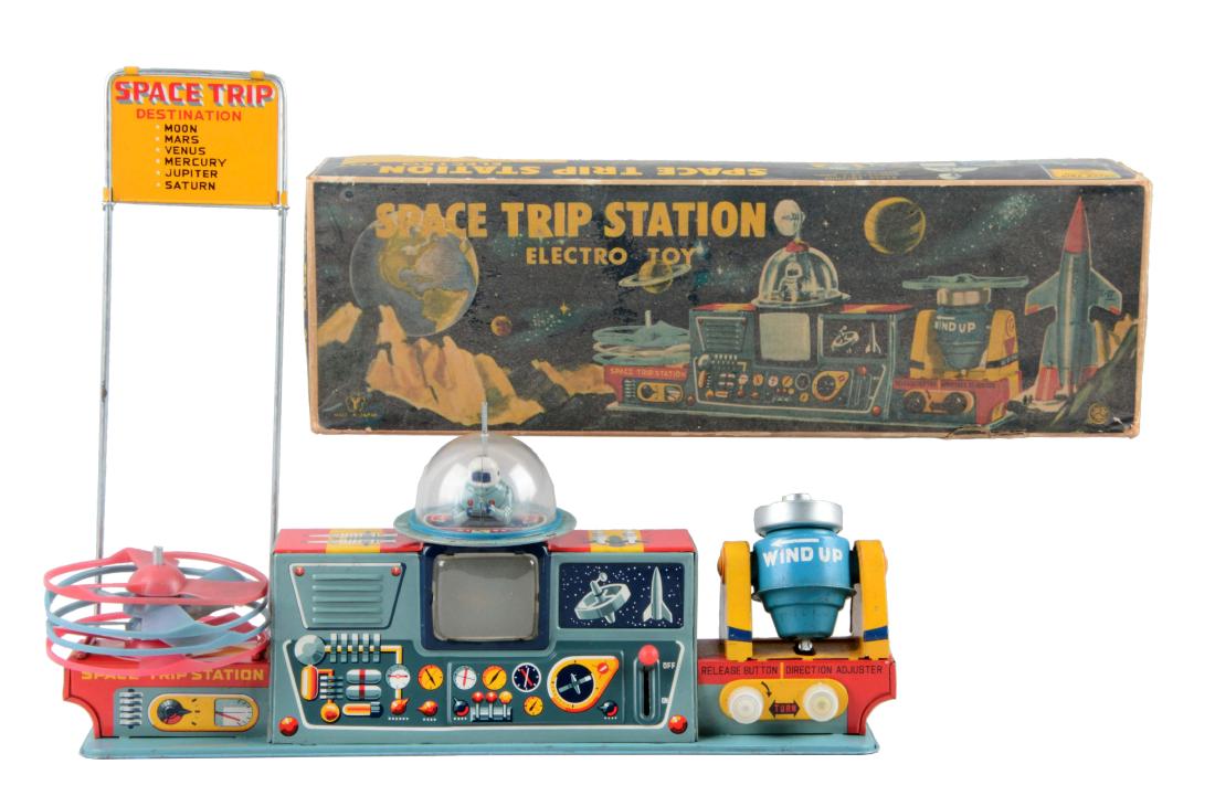 Japanese Tin Litho Battery Operated Space Trip Station. (1 of 2)