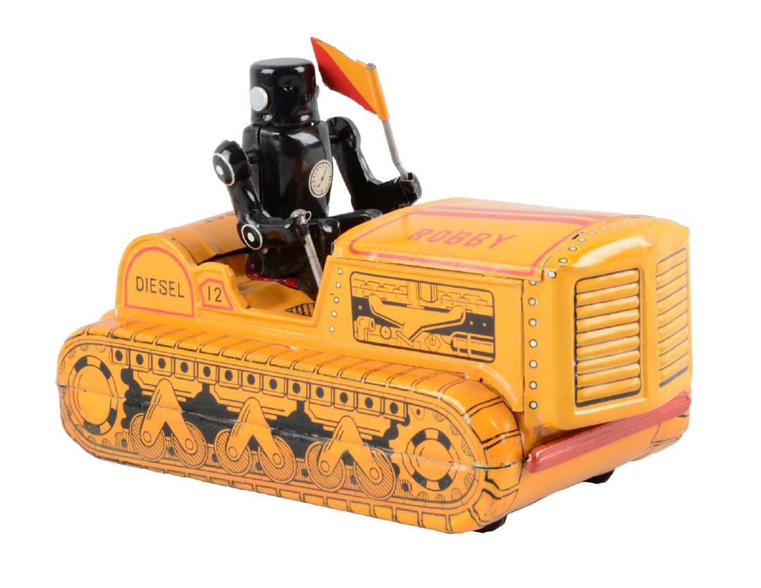 Japanese Tin Litho Friction Robby Robot Bulldozer. (1 of 2)