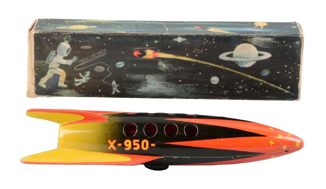 Germany Tin Litho Friction X-950 Rocket. (1 of 2)
