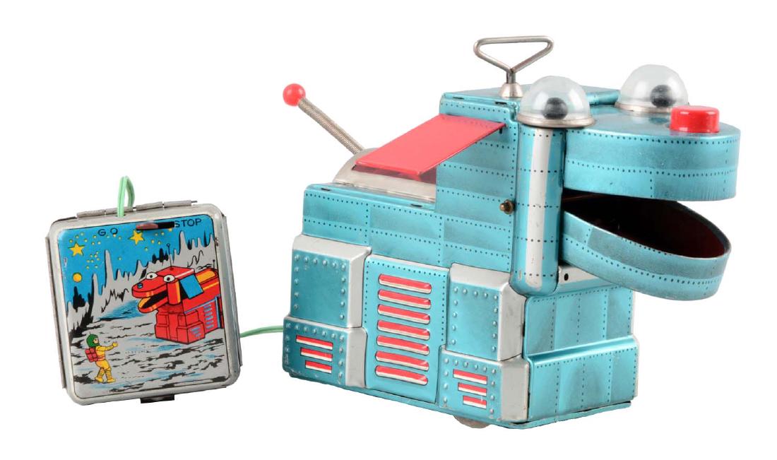 Japanese Tin Litho Battery Operated Blue Space Dog (1 of 2)