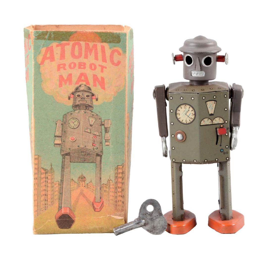Japanese Tin Litho Wind Up Atomic Robot Man. (1 of 2)
