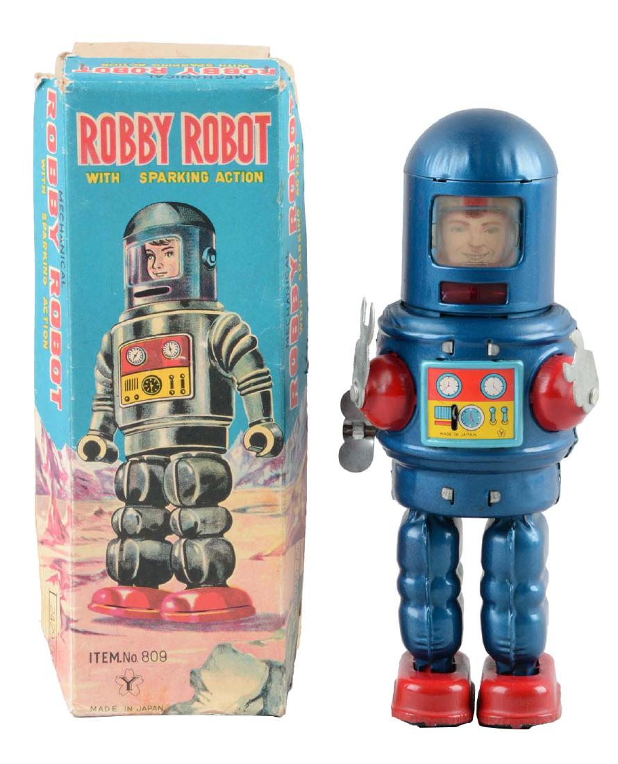 Japanese Tin Litho Wind Up Robby Robot. (1 of 2)
