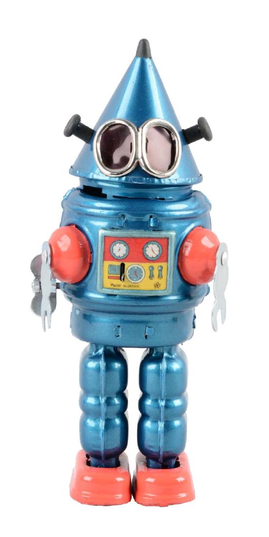 Japanese Tin Litho Wind Up Cone Head Robot. (1 of 2)
