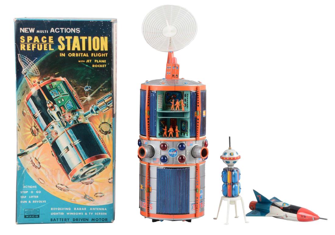 Tin Litho Battery-Operated Space Refuel Station. (1 of 2)