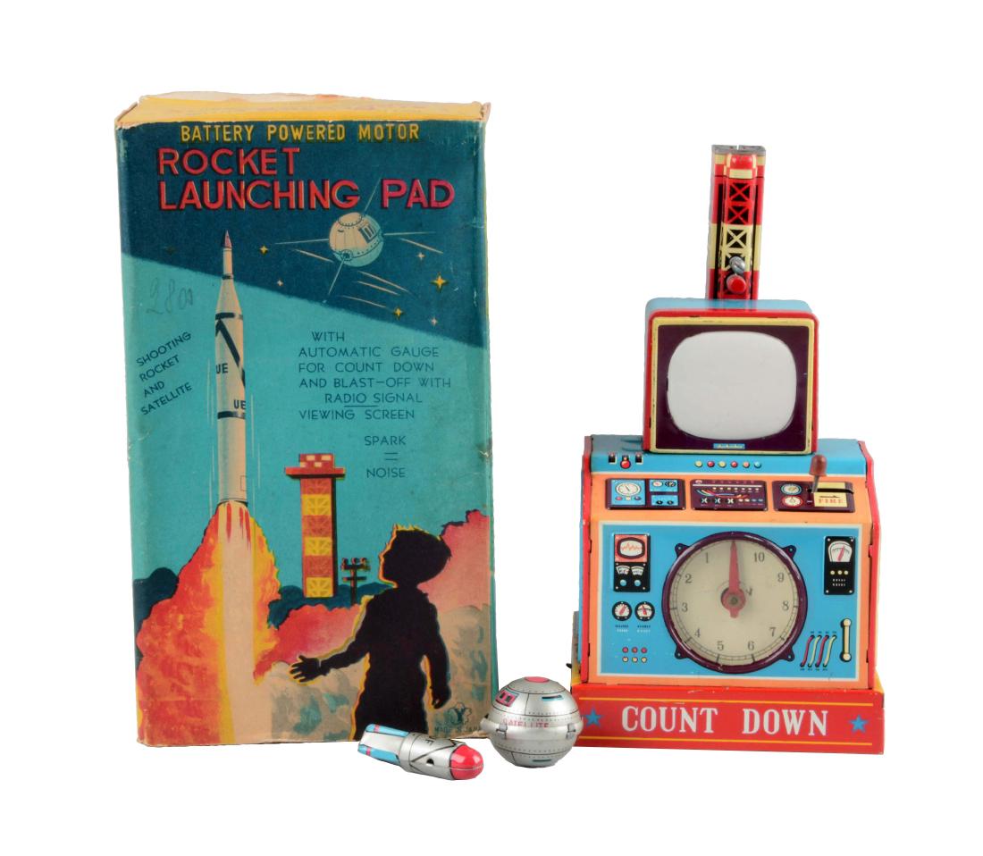 Japanese Tin Litho Battery-Operated Rocket Launching (1 of 2)