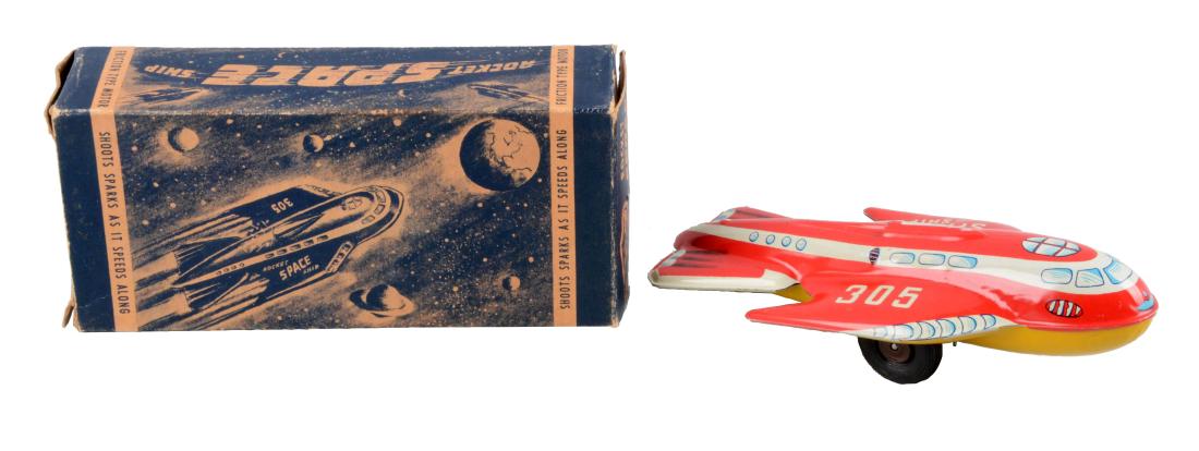 Automatic Toyworks Tin Litho Friction Rocket Space (1 of 2)