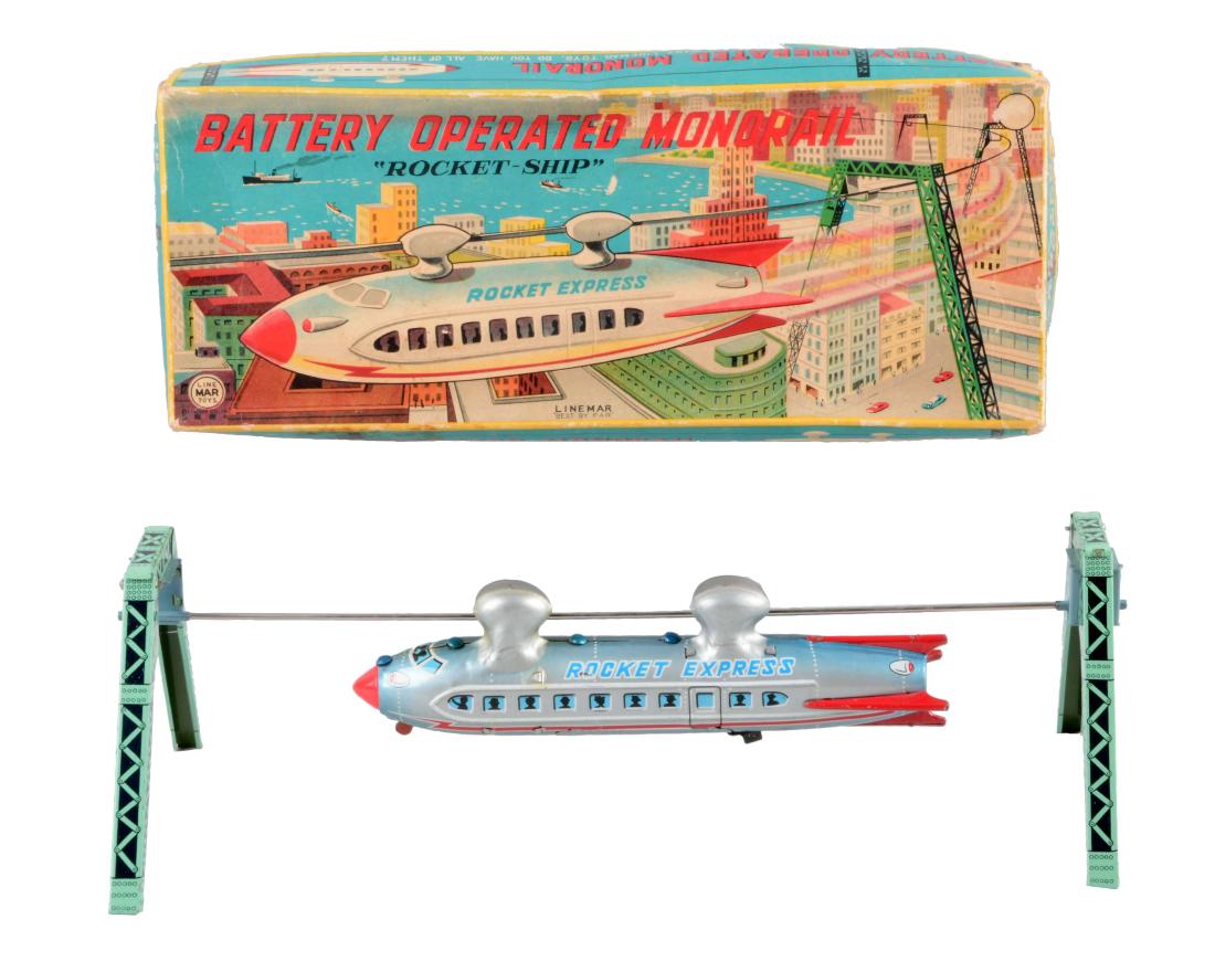 Japanese Tin Litho Battery-Operated Linemar Monorail (1 of 3)
