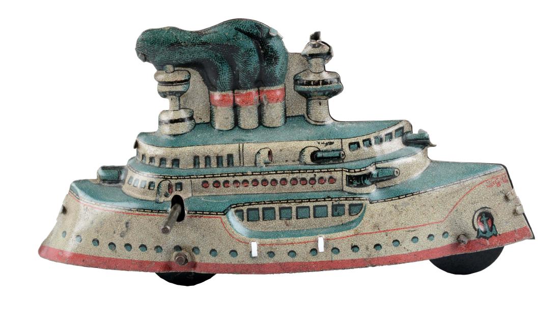 German Tin Litho Battleship Penny Toy. (1 of 2)