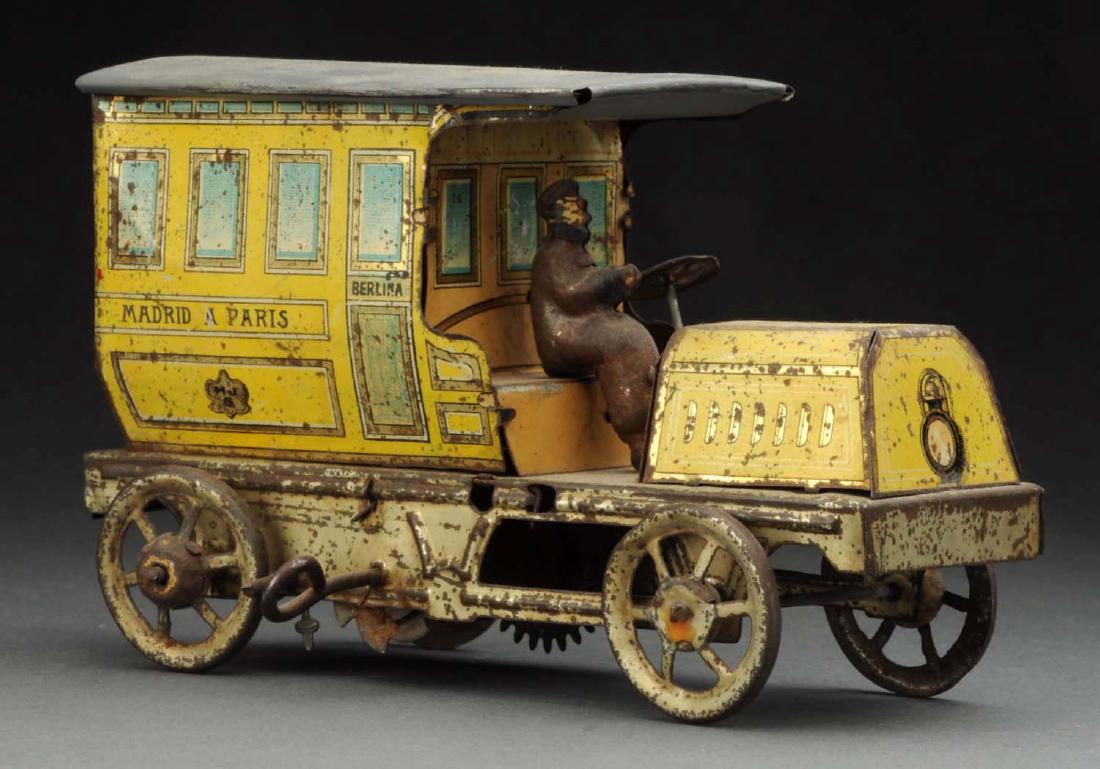 Spanish Tin Litho Wind-Up Madrid A Paris Limo Toy. (1 of 3)