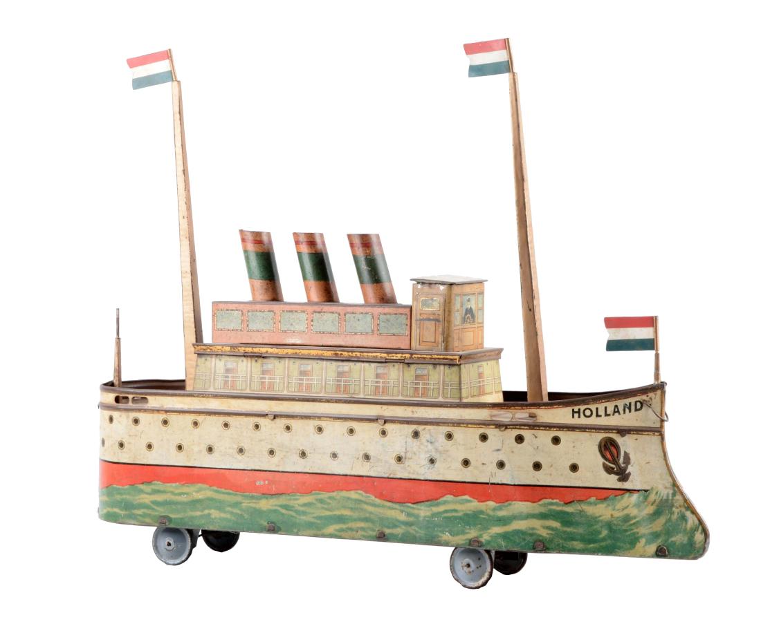 European Made Tin Litho Holland Ship Biscuit Tin. (1 of 2)