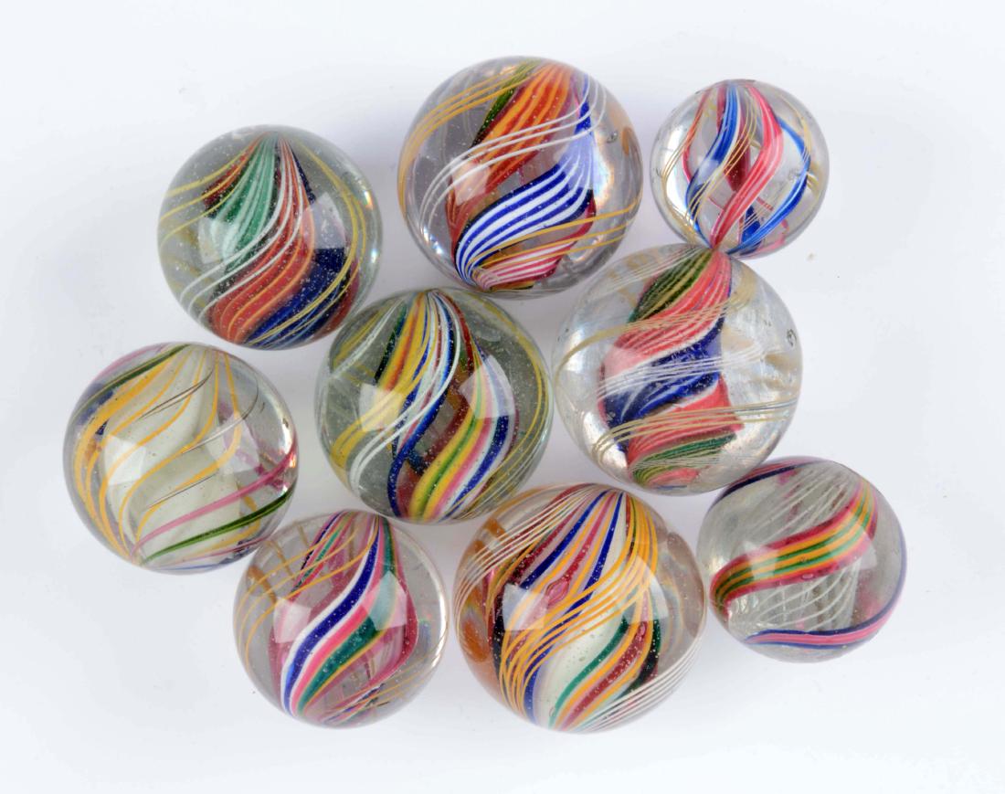 Lot Of 9: Large Swirl Marbles. (1 of 1)