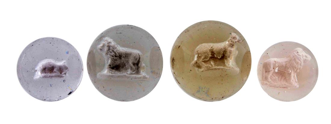 Lot Of 4: Assorted Sulphide Marbles. (1 of 1)