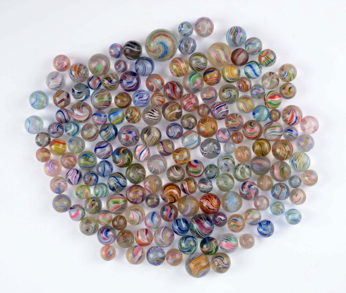 Lot of Approximately 163 Handmade Swirl Marbles. (1 of 1)