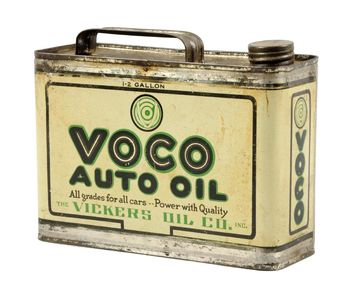 Voco Auto Oil Half Gallon Flat Metal Can. (1 of 2)