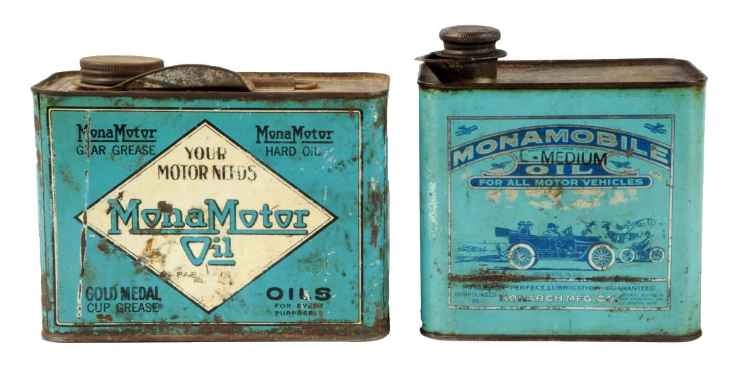 Lot of 2: Monamobile Oil Metal Cans. (1 of 2)