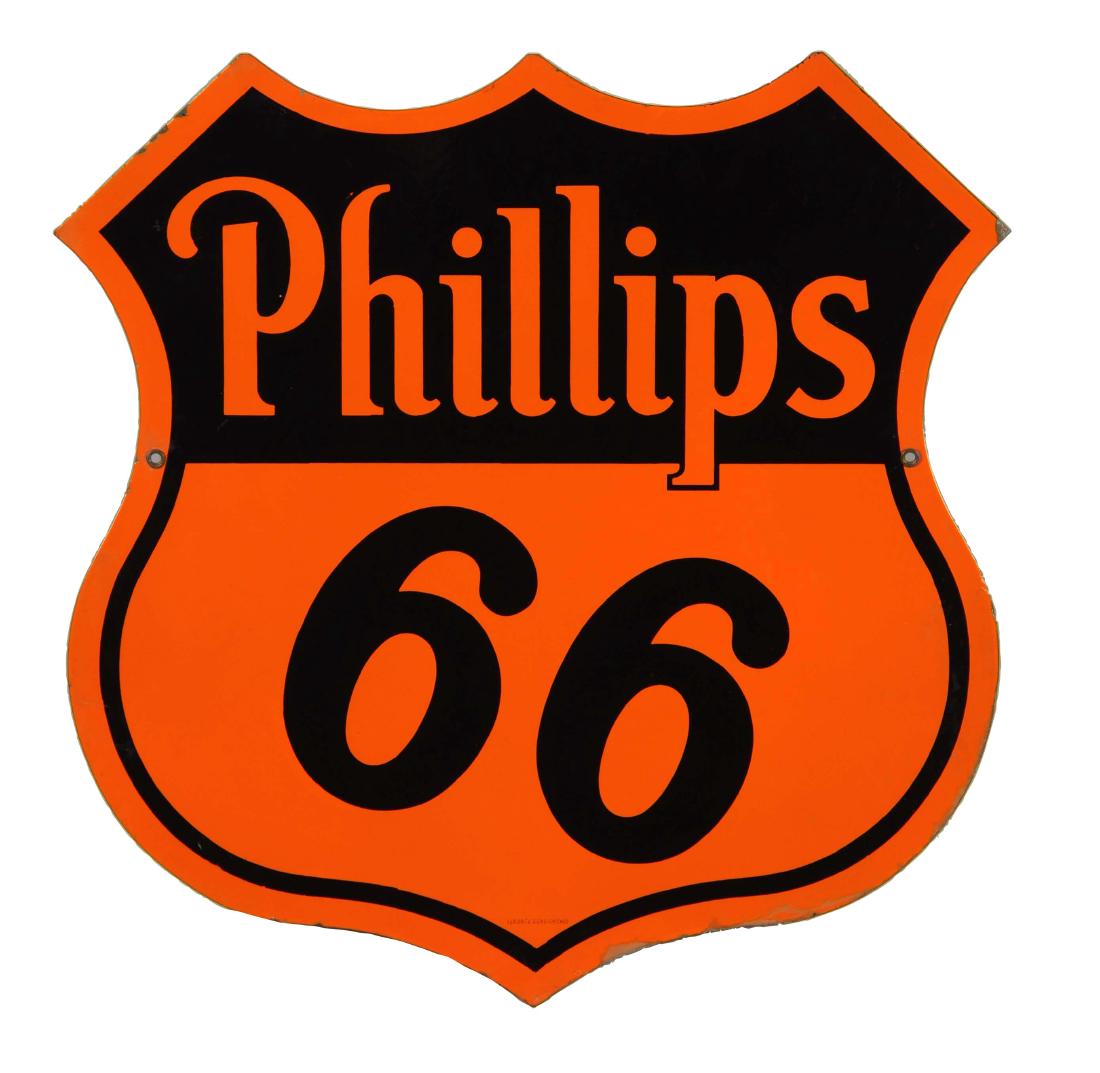 Phillips 66 (orange & black) Shield Shaped Porcelain (1 of 3)