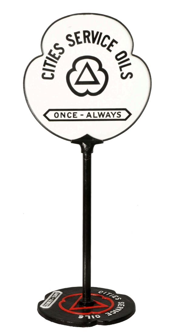 Cities Service Oils Once-Always Clover Shaped Porcelain (1 of 5)