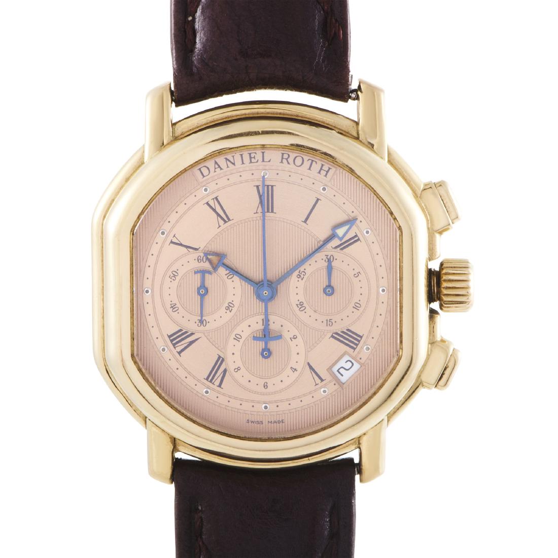 Daniel Roth Mens Automatic Chronograph Watch: Model: Daniel Roth Mens Automatic Chronograph Watch Brand: Daniel Roth Reference Number: 247.X.10.041.CN.BD Gender: Mens Case Material Type: 18K Yellow Gold Dial Color: Salmon Display: Analog Watch Ye