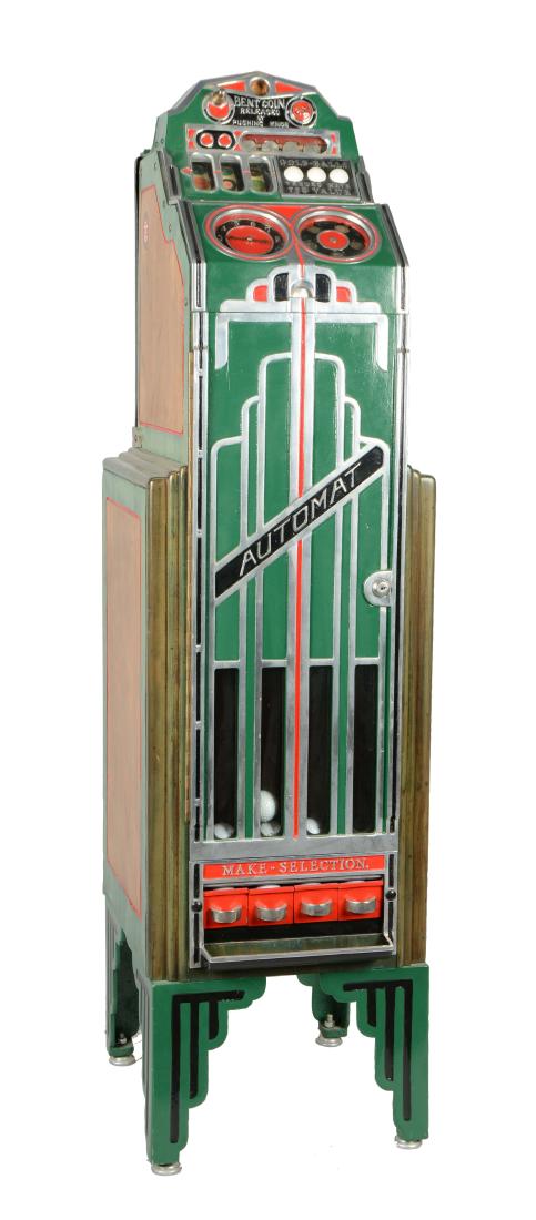 **25¢ Superior Confection Superior Golf Automat Slot: This beautiful floor model console slot machine offers players the chance to win golf balls. This is considered the rarest of golf ball vendors and one of the rarest coin-operated machines with fewer
