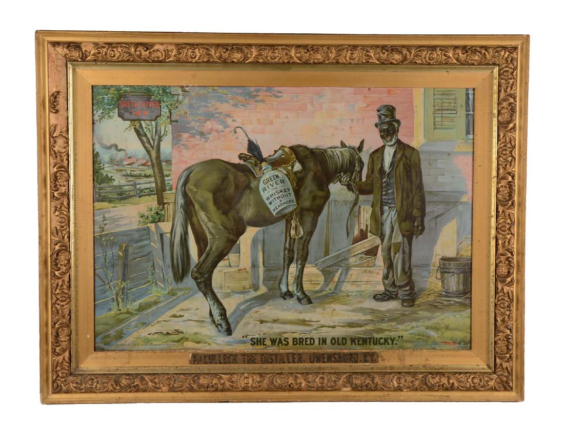 Green River Whiskey Tin Lithograph Advertisement Sign. (1 of 7)