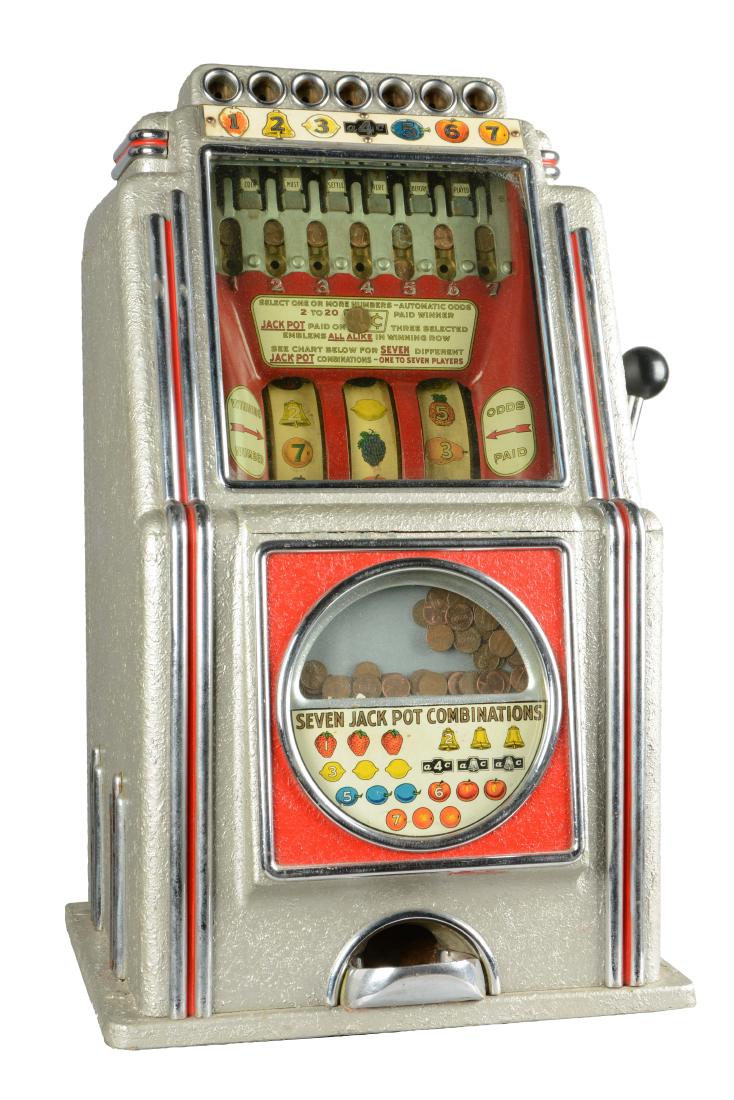**1¢ A.C. Novelty Multi-Bell "Seven Way" Slot Machine. (1 of 8)