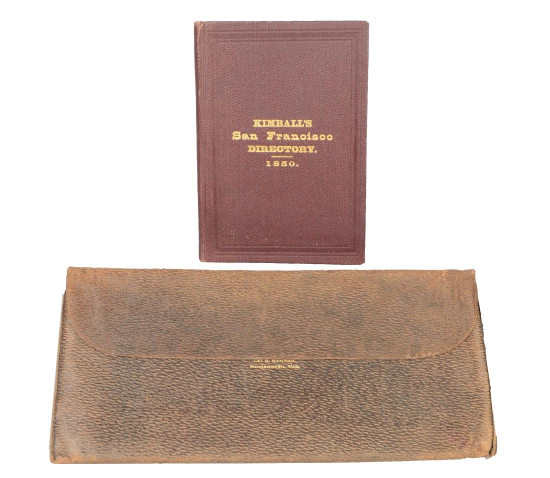 Lot Of 2: San Francisco Directory And Gentleman's: This lot of 2 consists of: 1 - Kimball's San Francisco Directory. Published September 1, 1850. 139 pages of names and locations. Advertisements on the inside of both covers. Inscription on cover page 