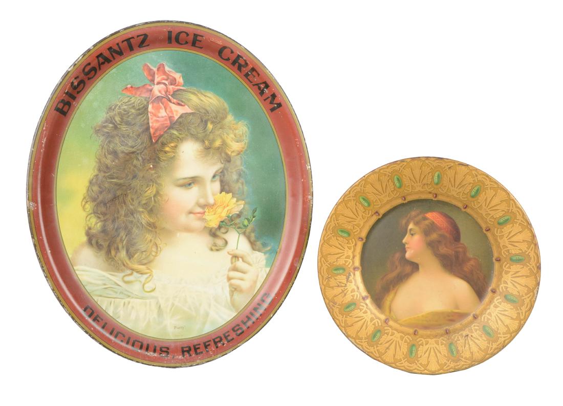Lot Of 2: Tin Litho Advertising Trays. (1 of 7)