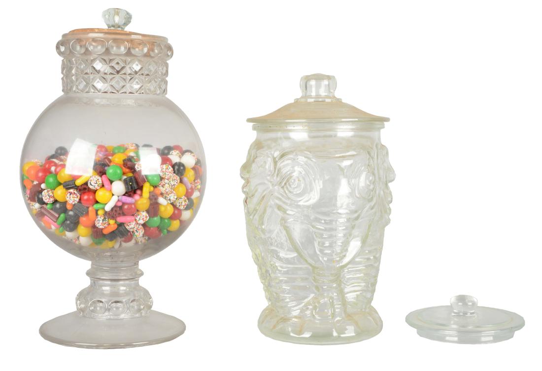 Lot Of 3: Clear Glass Jars And Lid. (1 of 4)