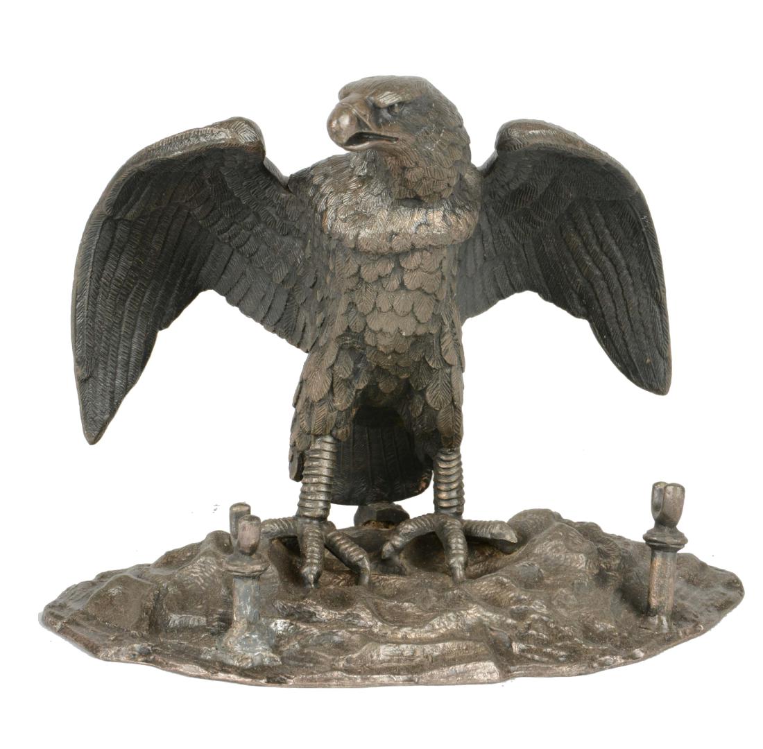 Figural Bronze Eagle Inkwell. (1 of 6)