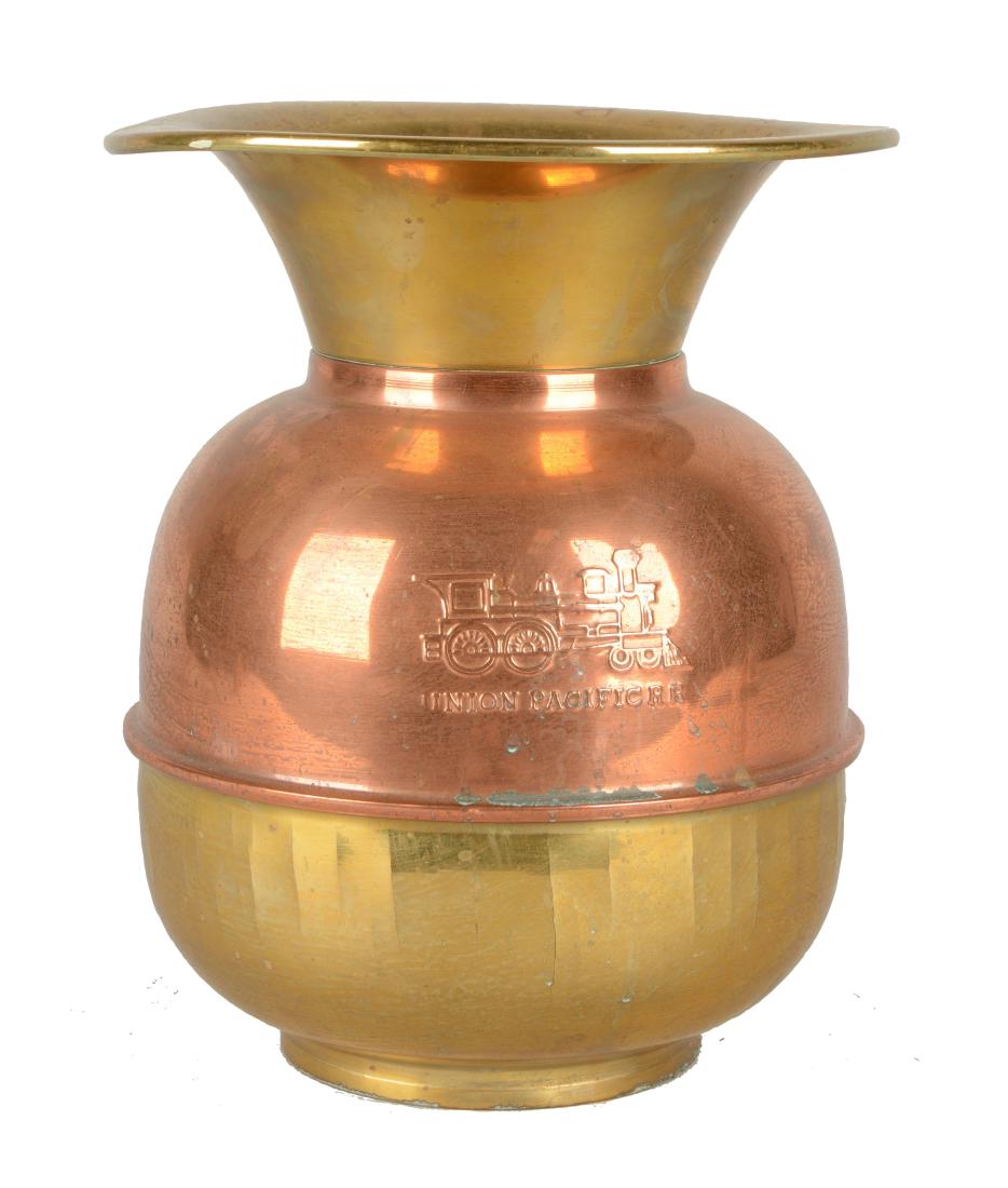 Copper And Brass Union Pacific Railroad Spittoon. (1 of 5)