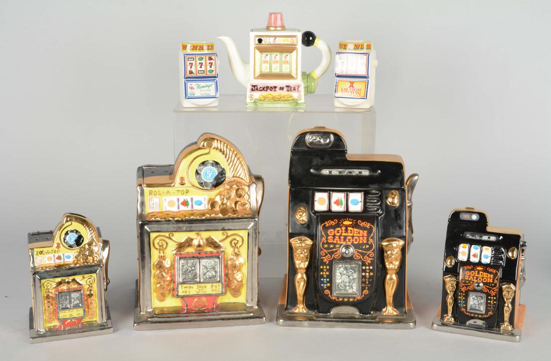 Lot Of 7: Ceramic Slot Machine Items. (1 of 16)
