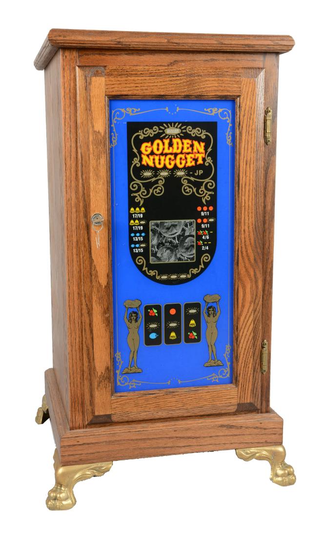 Glass Front Oak Slot Machine Stand. (1 of 6)