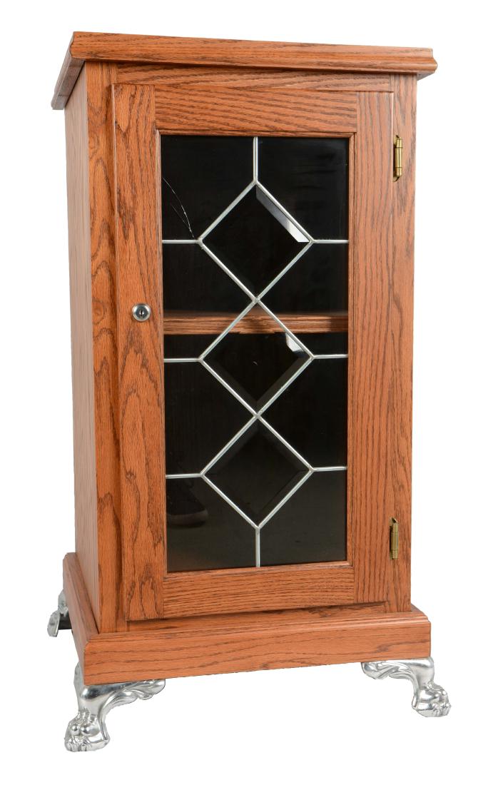 Glass Front Oak Slot Machine Stand. (1 of 6)