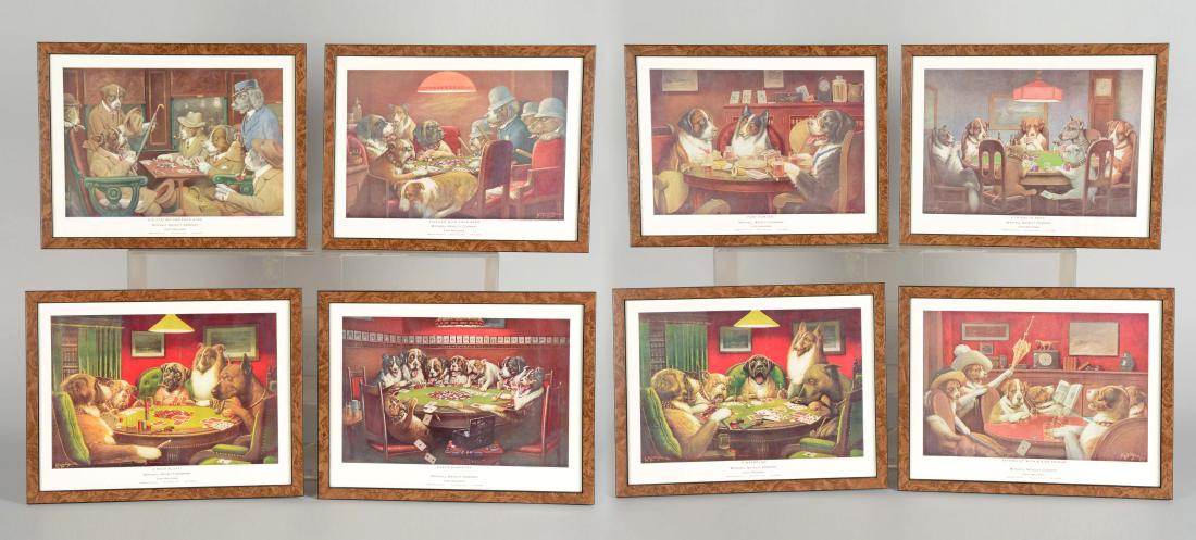 Lot Of 8: Framed Pictures Of Gambling Dogs (1 of 19)