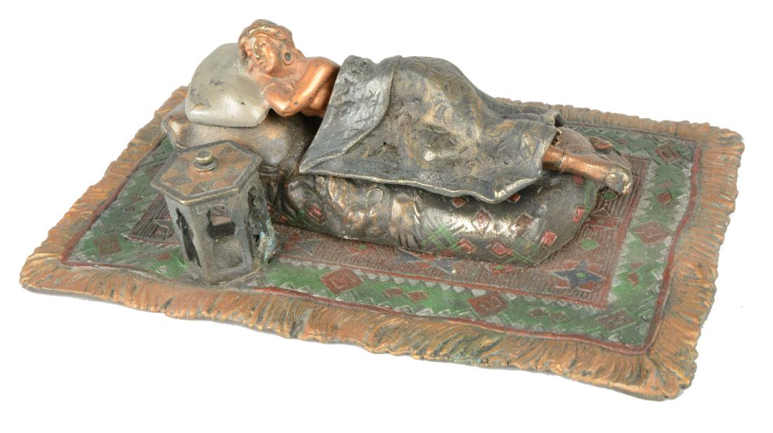 Franz Bergman Sleeping Woman Bronze.: This naughty bronze figurine depicts a woman sleeping in the nude with removable blanket. Circa early 1900s. 4"D x 6"W.