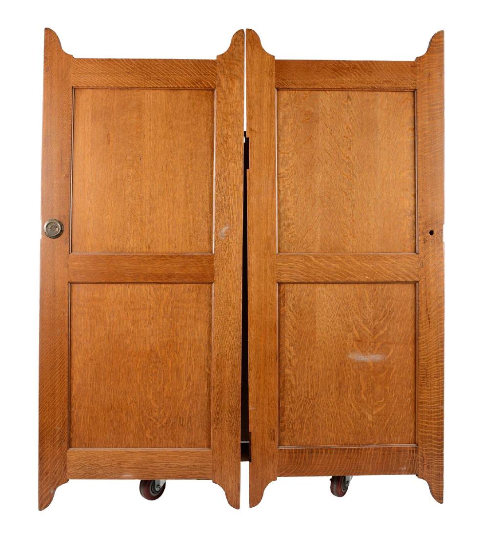 Pair Of Quarter Sawn Oak Doors.: Two beautiful doors constructed of solid quarter sawn oak. Both displaying beautiful grain and finish. No major blemishes are evident. Acquired from the University of Wyoming. 25-3/4" x 62" x 1".