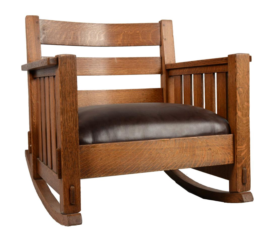 Oversize Oak & Leather Rocking Chair. (1 of 7)