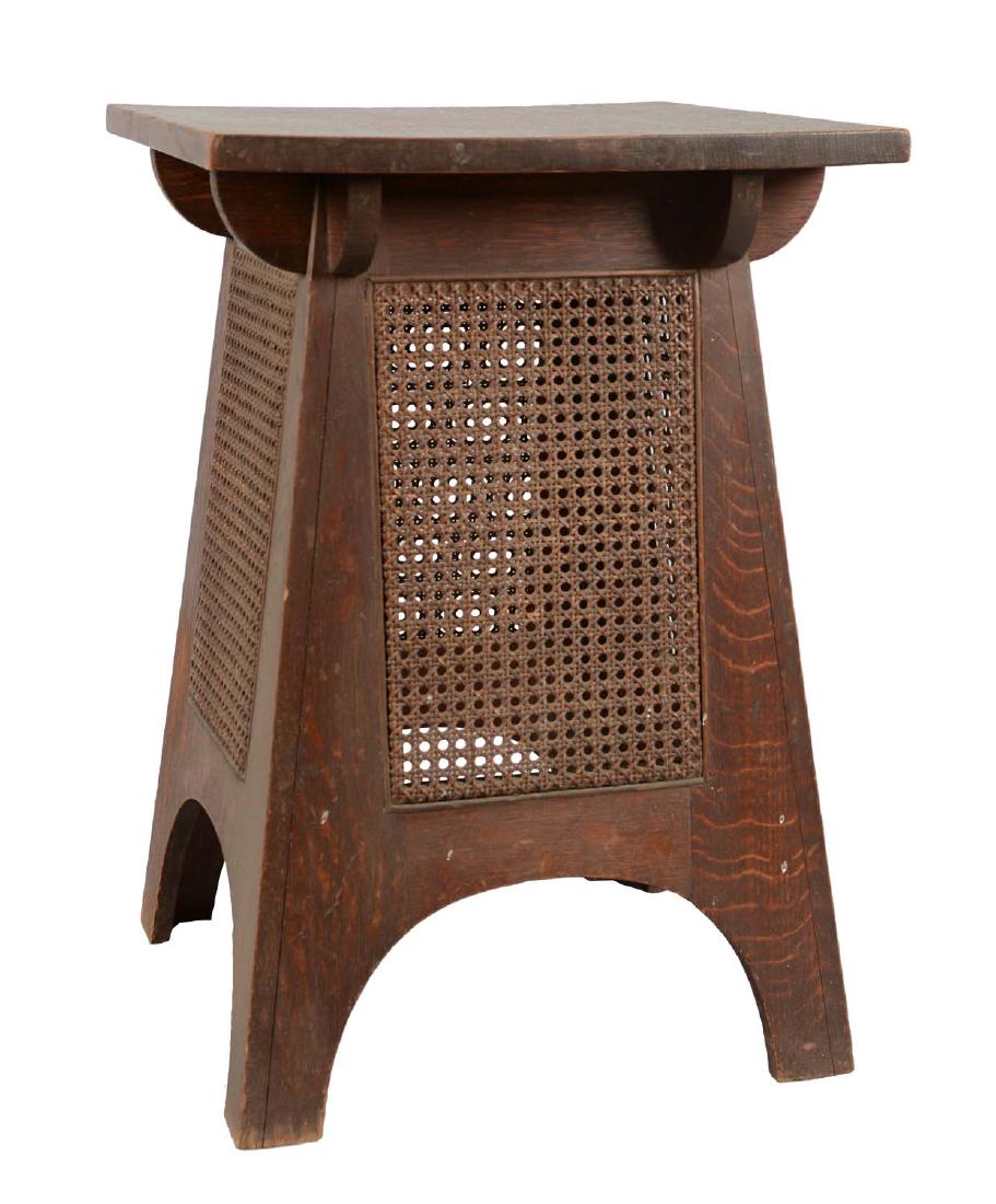 Early Caned Tiger Oak Mission Side Table. (1 of 5)