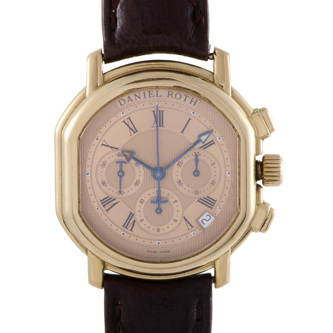 Daniel Roth Mens Automatic Chronograph Watch: Compelling vintage aesthetics are mixed with contemporary excellence in this fantastic timepiece from Daniel Roth which offers an elaborate chronograph function in a well-arranged and highly legible m