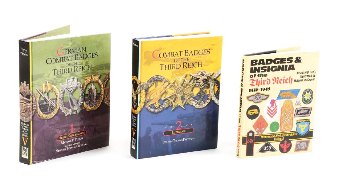 Lot Of 3 Books: Combat Badges Of The Third Reich: Includes hardbound two volume set of "German Combat Badges of the Third Reich, Heer & Kriegsmarine, and Luftwaffe Volume I" by Michael F. Tucker and Volume II by Stephen Thomas Previtera. Also include