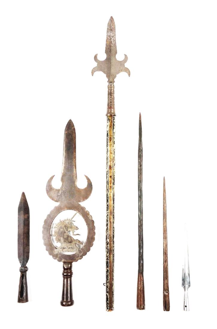 Lot Of 7: Pole Arm Heads.: Including, one large standart pierced with unicorn, all from various dates. CORRECTION: This is a lot of 6, not 7. Manufacturer: , Model: , Serial Number: , Caliber: , Barrel Length: , FFL Status: , P