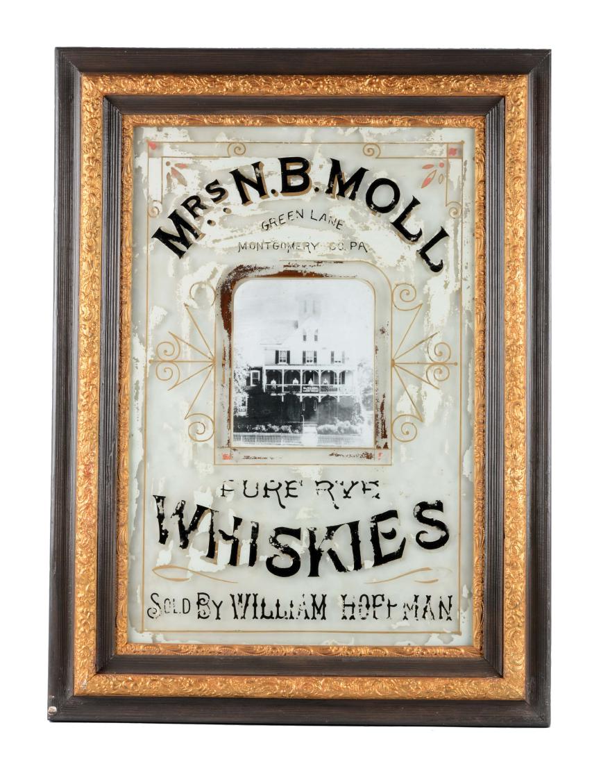 Mrs N.B.Moll Whiskies Reverse on Glass Advertising (1 of 2)