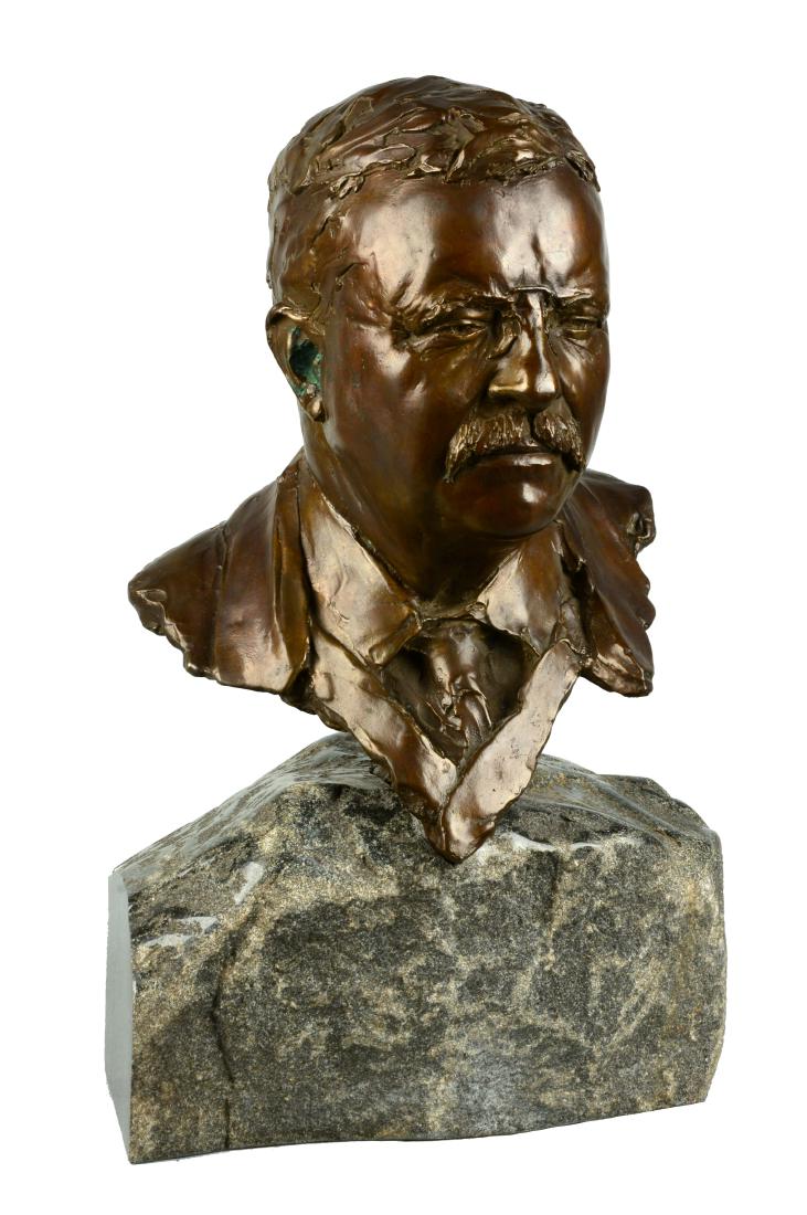 Bronze & Stone Bust of President Theodore Roosevelt. (1 of 7)