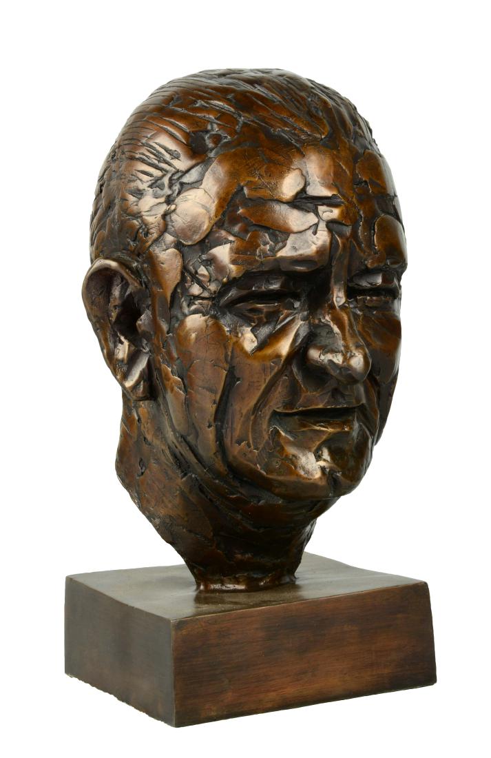 Bronze Bust of President Johnson.: This lot consists of a bronze bust of President Johnson. In this depiction of the President, it feels very rough as if it is an "artist's sketch" prior to his final representation. The viewer is able 