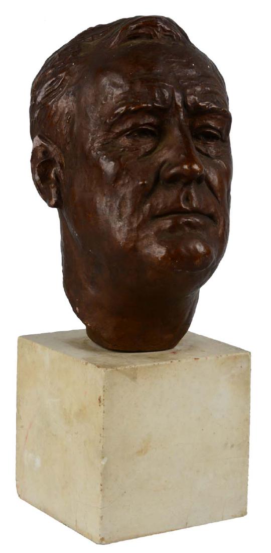 Marble Stand & Clay Bust of President FDR. (1 of 5)