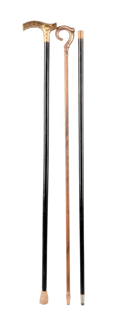 Lot Of 3: Gentleman's Canes w/ Gold Plated Handles. (1 of 4)