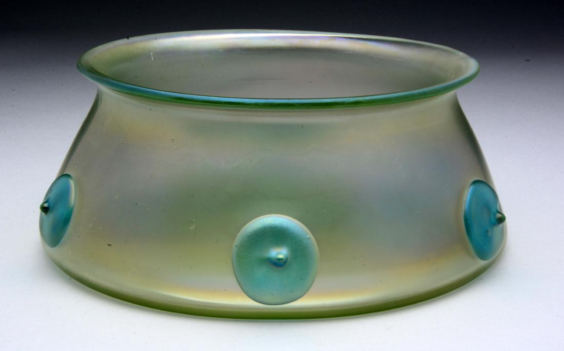 Loetz Austria Orpheus.: Loetz Orpheus Bowl, production number II-995. The piece was manufactured in 1904. For attribution, see "Loetz Series II/ Paper Patterns for Glass 1900 â€“ 1914" (Lnenickova), p. 182. No damage is