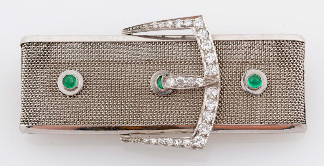 18K White Gold Diamond Belt Buckle. (1 of 2)