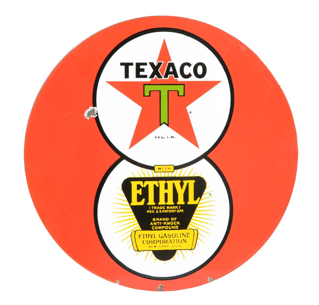 Texaco (Black-T) With Ethyl Logo "8 Ball" Porcelain (1 of 6)