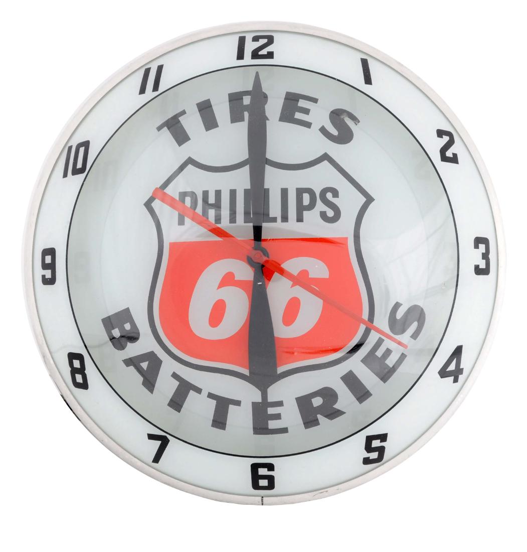 Phillips 66 Tires Batteries Double Bubble Clock. (1 of 1)